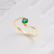 Curved Birthstone Ring with CZ Diamonds